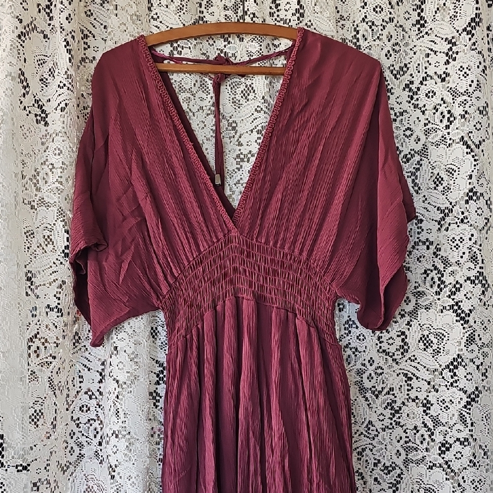 Elegant Maroon Laced Women's Dress
